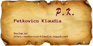 Petkovics Klaudia névjegykártya